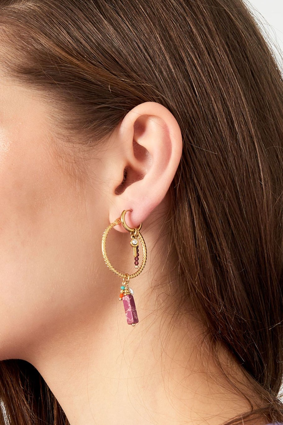 Ohrringe Charm Party - Goldfarbe/Rosa Bild3